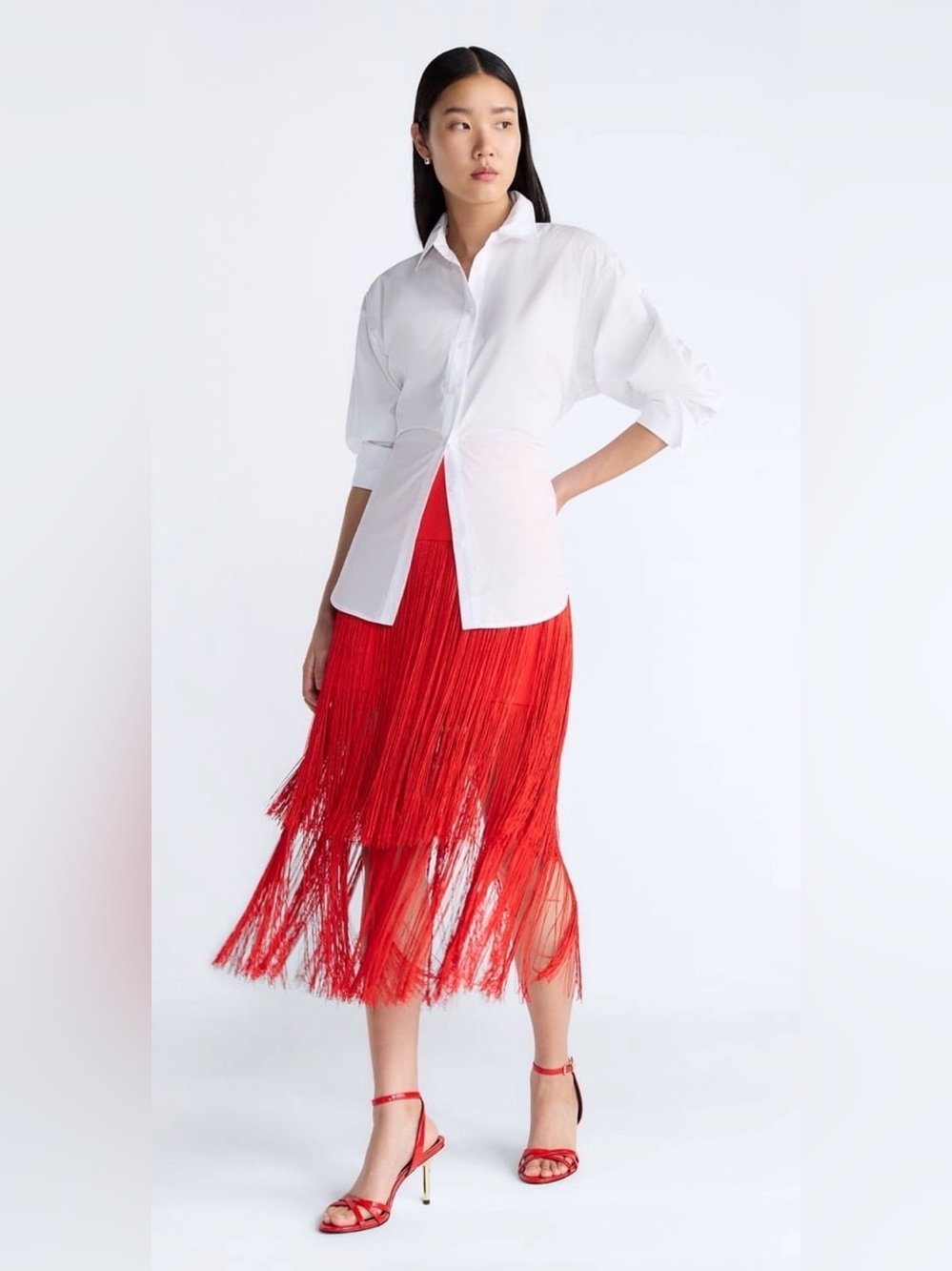 Devil Wears Prada Scoop Collection - Red Fringe Skirt - Size 12 -NWT